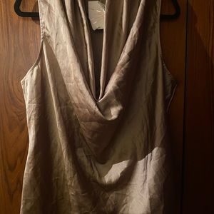 Boston Proper, Champagne, sleeveless cowl neck blouse. Sz. 18